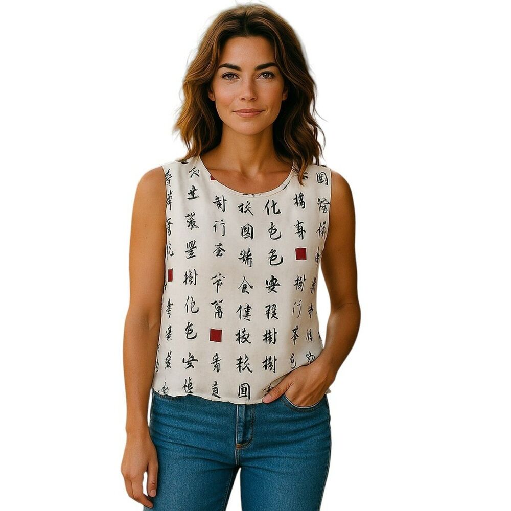 Kiko Comfort  Top Women's  Size M White 100% Silk Round Neck Brand New # 193